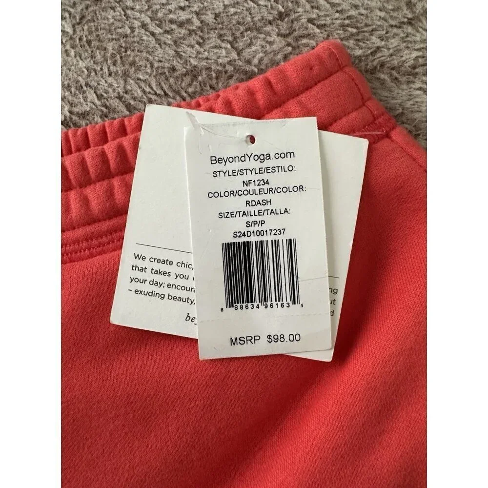 Beyond Yoga On The Go Cotton Blend Joggers Sweatpants S Orange $98 NWT
